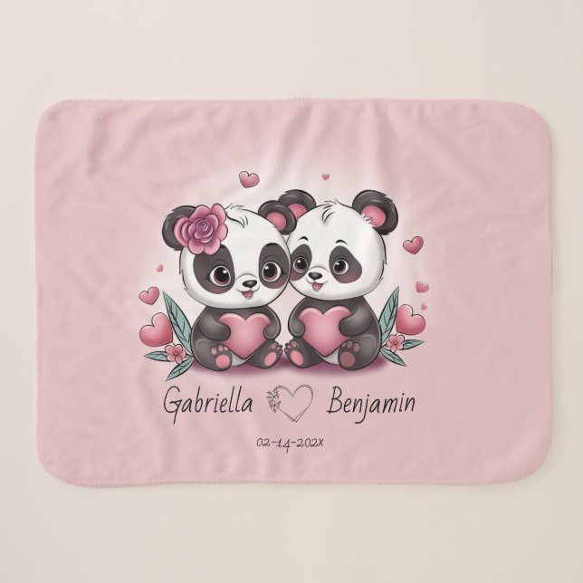Niedlicher Cartoon Panda Liebhaber Herzlich Willko Sherpadecke (Vorderseite (Horizontal))