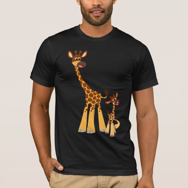 Niedlicher Cartoon Pater Giraffe und T - Shirt Cal (Vorderseite)
