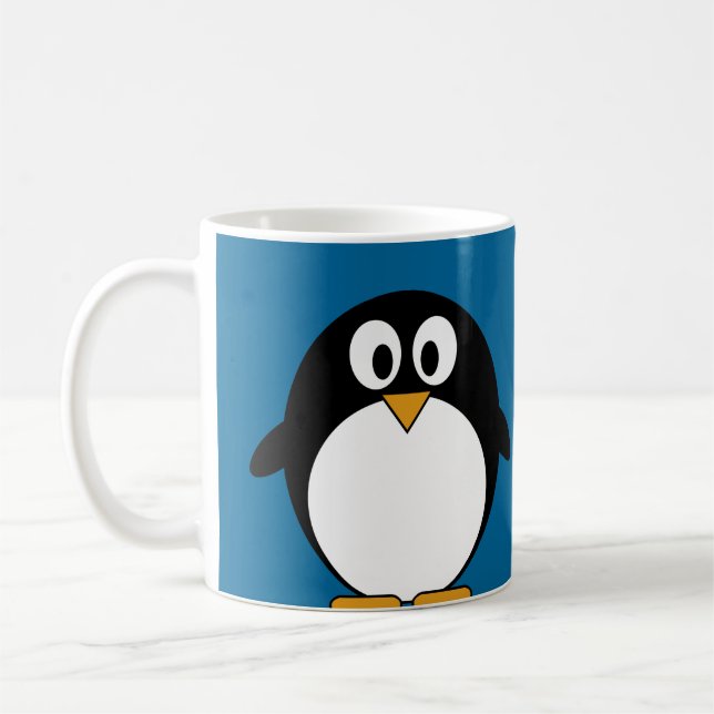 niedlicher Cartoon Penguin-Blauhintergrund Kaffeetasse (Links)