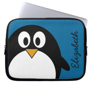 niedlicher Cartoon Penguin-Blauhintergrund Laptopschutzhülle
