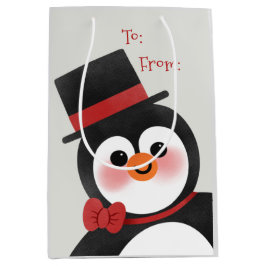Niedlicher Cartoon Penguin Frohe Weihnachtsfeierta Mittlere Geschenktüte