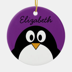 niedlicher Cartoon Penguin lila Keramikornament