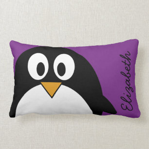 niedlicher Cartoon Penguin lila Lendenkissen