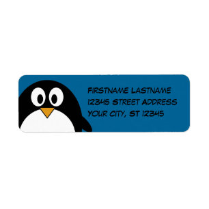 niedlicher Cartoon Penguin mit blauem Hintergrund