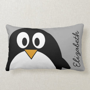 Niedlicher Cartoon Penguin mit grauem Hintergrund Lendenkissen