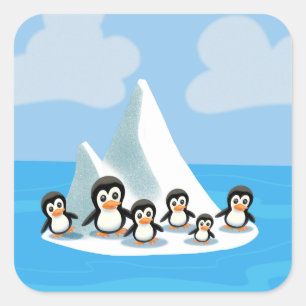 Niedlicher Cartoon Penguin Quadratischer Aufkleber