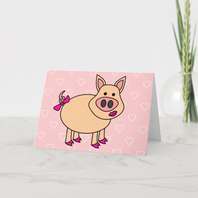 Niedlicher Cartoon Pig Dankeskarte (Vorderseite)