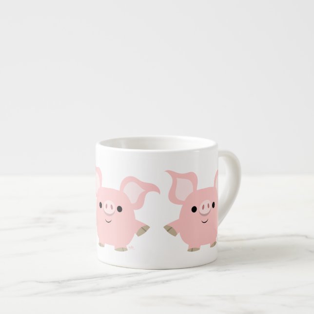 Niedlicher Cartoon Pig Espresso Tasse (Vorderseite Rechts)