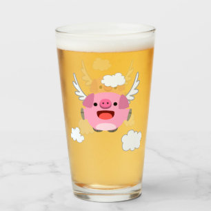 Niedlicher Cartoon Pig Glas