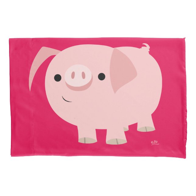 Niedlicher Cartoon Pig Kissenbezug (Vorderseite)