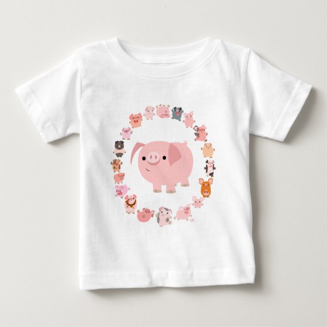 Niedlicher Cartoon Pig Mandala Baby T - Shirt Vord (Vorderseite)