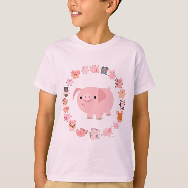 Niedlicher Cartoon Pig Mandala Kinder T - Shirt Vo (Vorderseite)