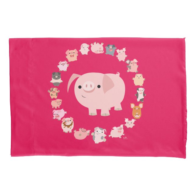 Niedlicher Cartoon Pig Mandala Kissenbezug (Vorderseite)