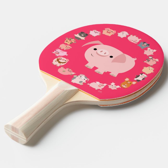 Niedlicher Cartoon Pig Mandala Ping Pong Paddle Tischtennis Schläger (Vorderseite)