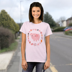 Niedlicher Cartoon Pig Mandala T - Shirt