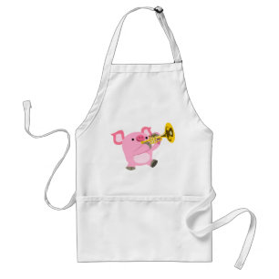 Niedlicher Cartoon Pig Playing Trumpet Schürze