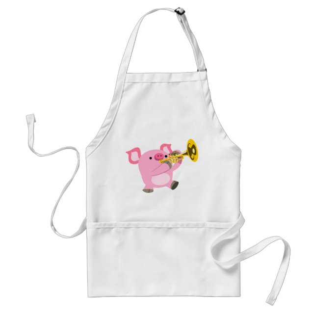 Niedlicher Cartoon Pig Playing Trumpet Schürze (Vorne)