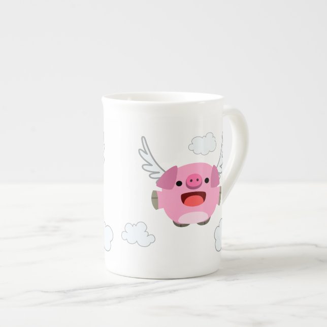 Niedlicher Cartoon Pig Prozellantasse (Vorderseite Rechts)
