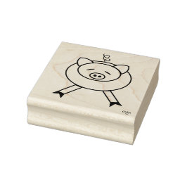 Niedlicher Cartoon Pig Square Holzkunst Briefmarke Gummistempel