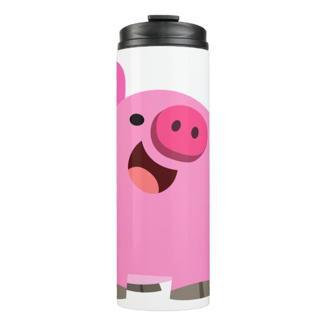 Niedlicher Cartoon Pig Thermosbecher (Vorderseite)