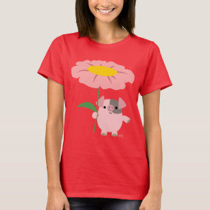 Niedlicher Cartoon Piglet mit Geschenk (pink) T - T-Shirt