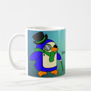 Niedlicher Cartoon Pinguin aquamarin Grasgrün Kaffeetasse