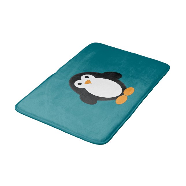 Niedlicher Cartoon Pinguin Badematte (Schrägansicht)