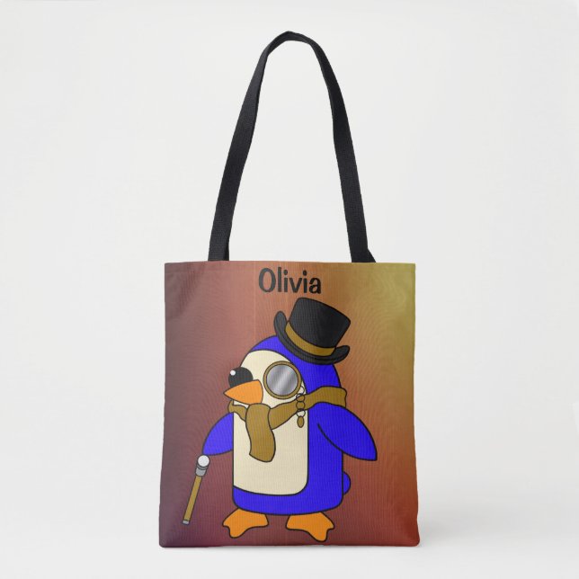 Niedlicher Cartoon Pinguin braun Tasche (Vorderseite)