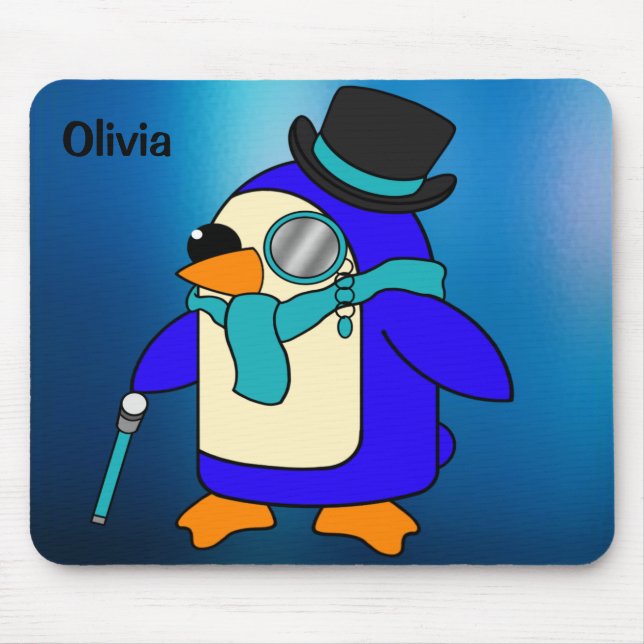 Niedlicher Cartoon Pinguin frostig eisblau Mousepad (Vorne)