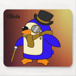 Niedlicher Cartoon Pinguin gegerbt Leder braun Mousepad