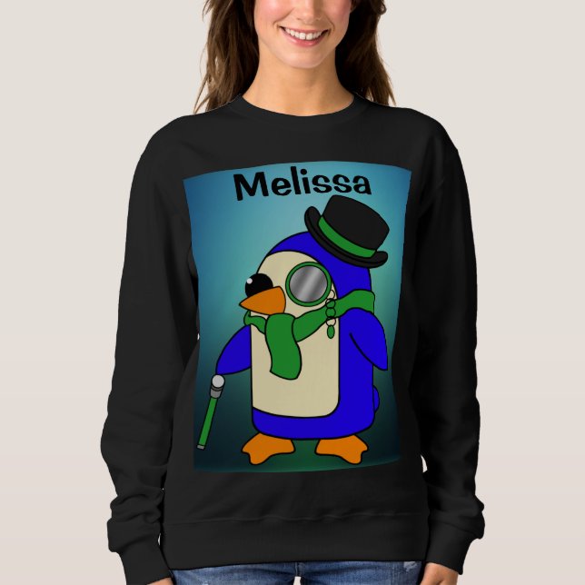 Niedlicher Cartoon Pinguin hellgrün Sweatshirt (Vorderseite)