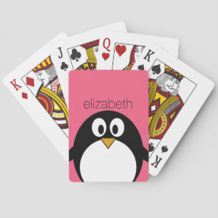 Niedlicher Cartoon Pinguin Illustration Hot Pink S Spielkarten