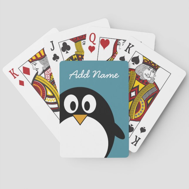 Niedlicher Cartoon Pinguin in hellen Farben Spielkarten (Rückseite)