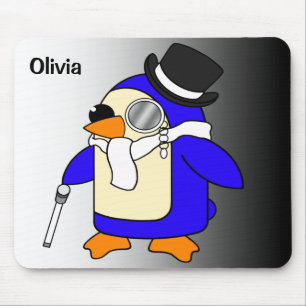 Niedlicher Cartoon Pinguin in Schwarz/Weiß Mousepad