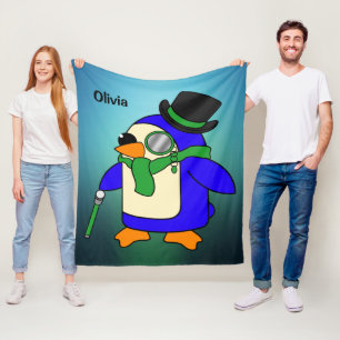 Niedlicher Cartoon Pinguin leicht aquamariner Smar Fleecedecke
