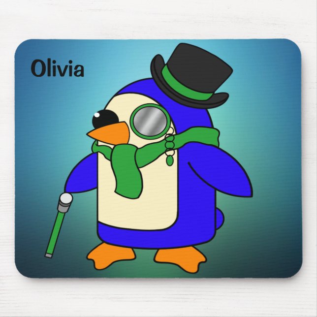 Niedlicher Cartoon Pinguin leicht aquamariner Smar Mousepad (Vorne)