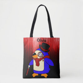 Niedlicher Cartoon Pinguin rot und schwarz Tasche