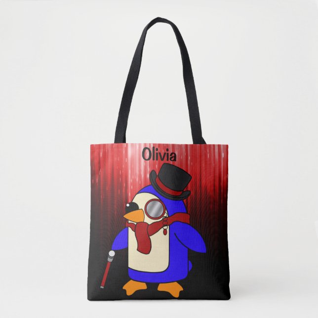 Niedlicher Cartoon Pinguin rot und schwarz Tasche (Vorderseite)