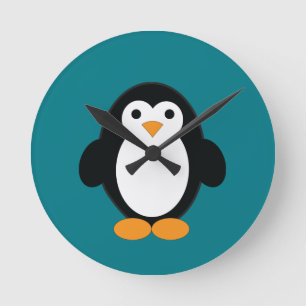 Niedlicher Cartoon Pinguin Runde Wanduhr