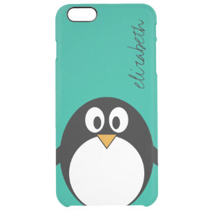 niedlicher Cartoon Pinguin smaragdfarben und schwa Durchsichtige iPhone 6 Plus Hülle