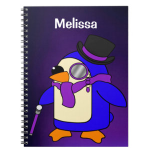 Niedlicher Cartoon Pinguin tief lila Notizblock