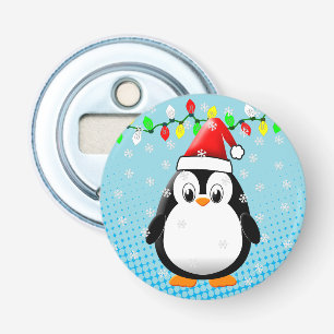 Niedlicher Cartoon Pinguin Weihnachtsmannmütze Wei Flaschenöffner