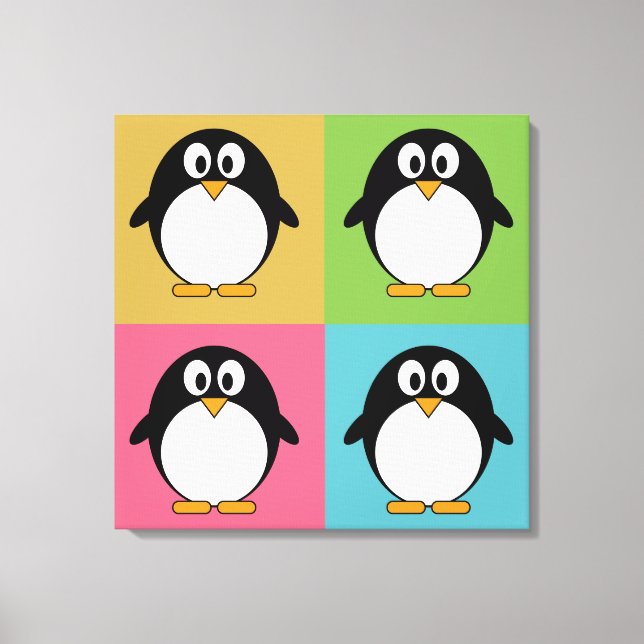 Niedlicher Cartoon Pinguine Leinwanddruck (Vorderseite)
