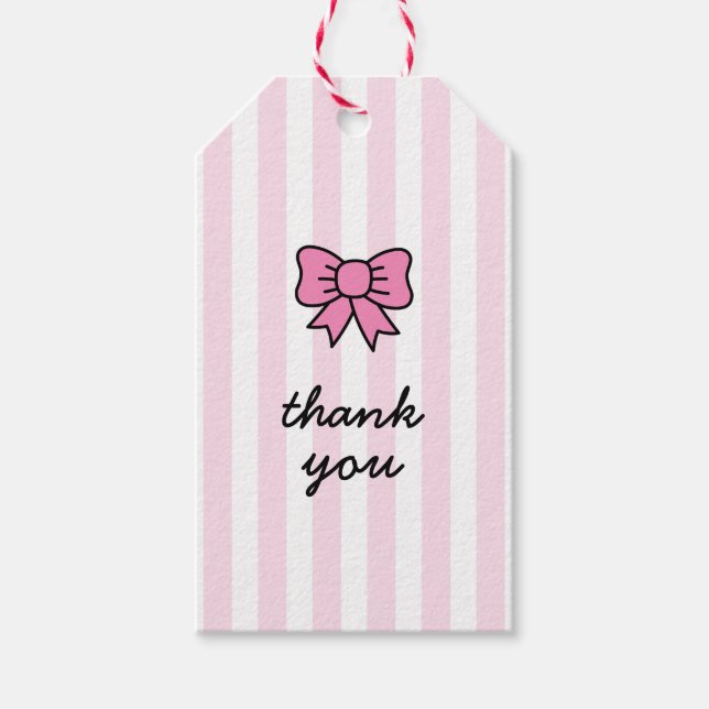 Niedlicher Cartoon Pink Bow Vielen Dank Geschenkanhänger (Vorderseite)
