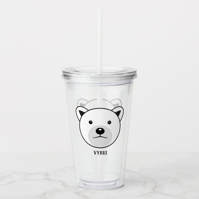 Niedlicher Cartoon Polar Bear Acryltrinkbecher (Vorderseite)