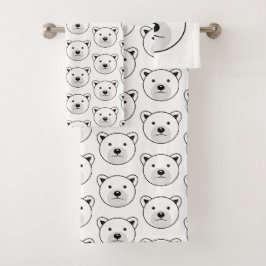Niedlicher Cartoon Polar Bear Badhandtuch Set