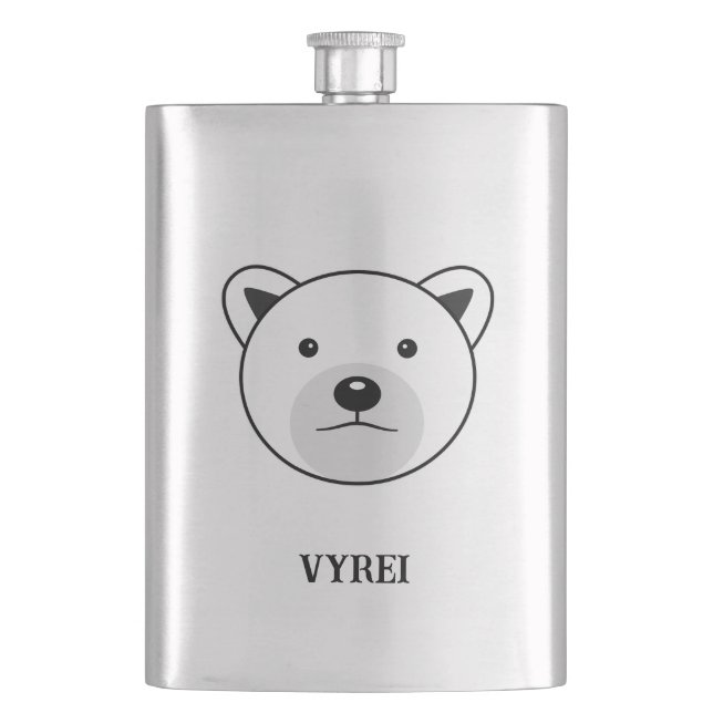 Niedlicher Cartoon Polar Bear Flachmann (Vorderseite)