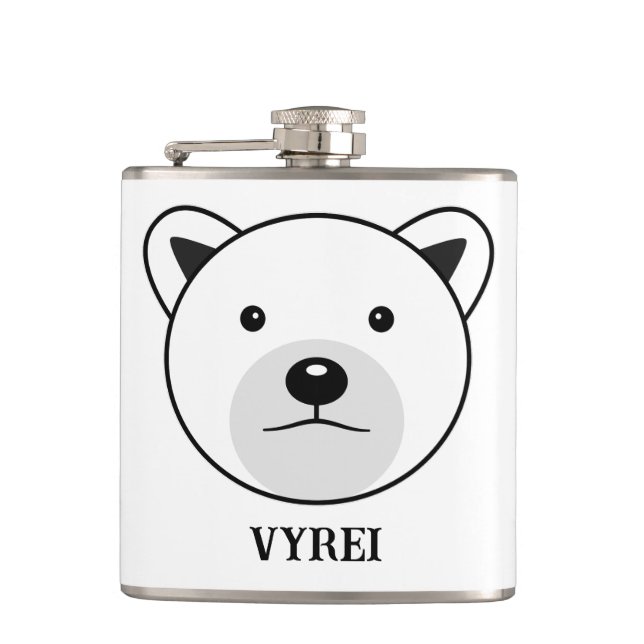 Niedlicher Cartoon Polar Bear Flachmann (Vorderseite)