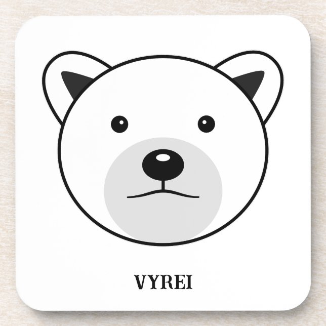 Niedlicher Cartoon Polar Bear Getränkeuntersetzer (Vorderseite)