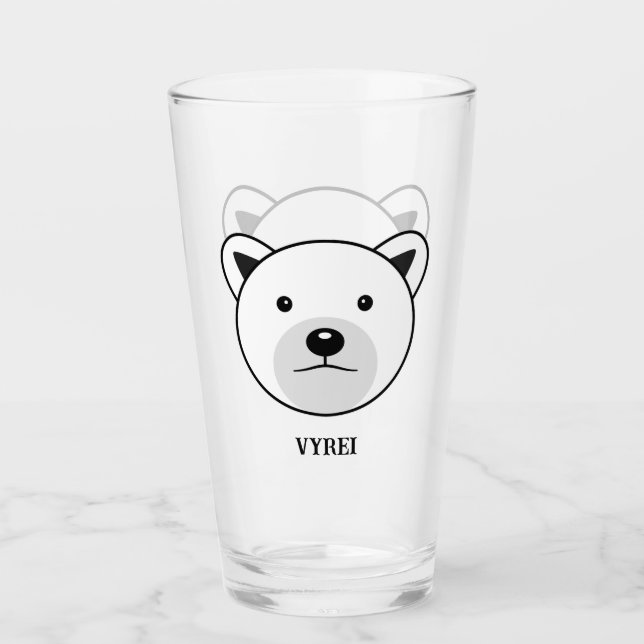 Niedlicher Cartoon Polar Bear Glas (Vorderseite)